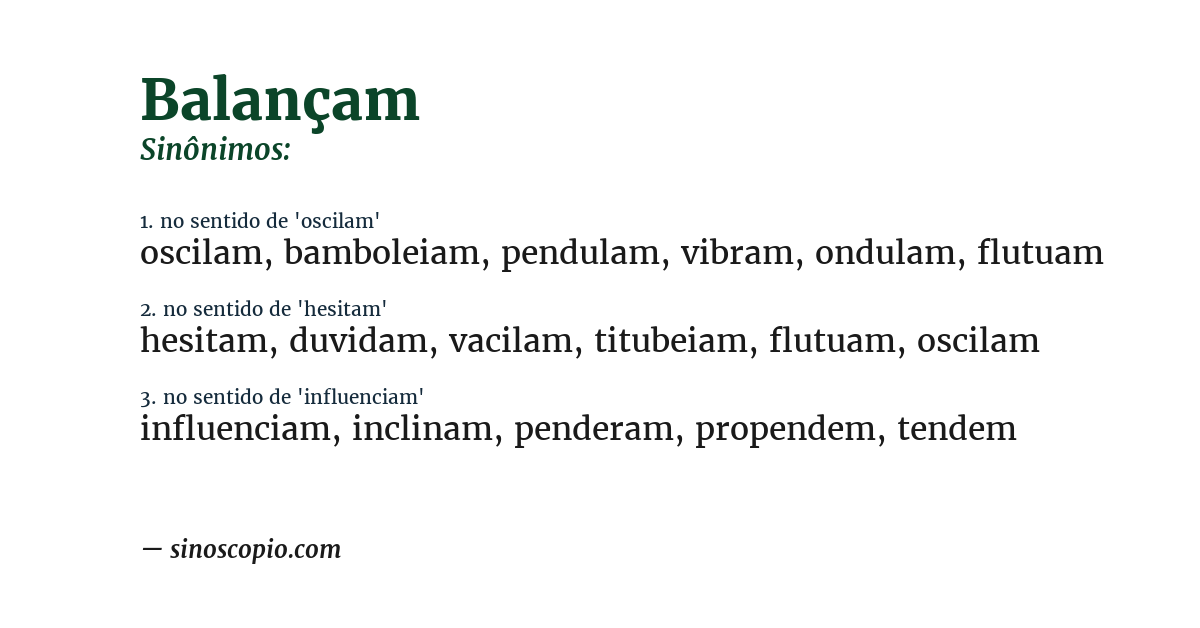 Sinônimo de balançam