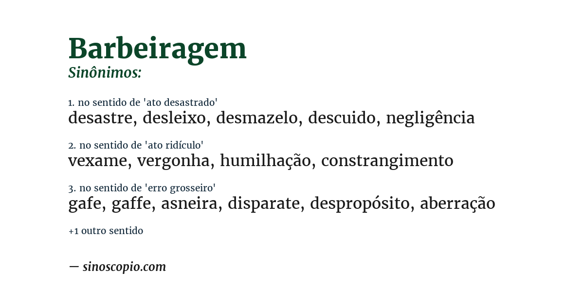Sinônimo de barbeiragem