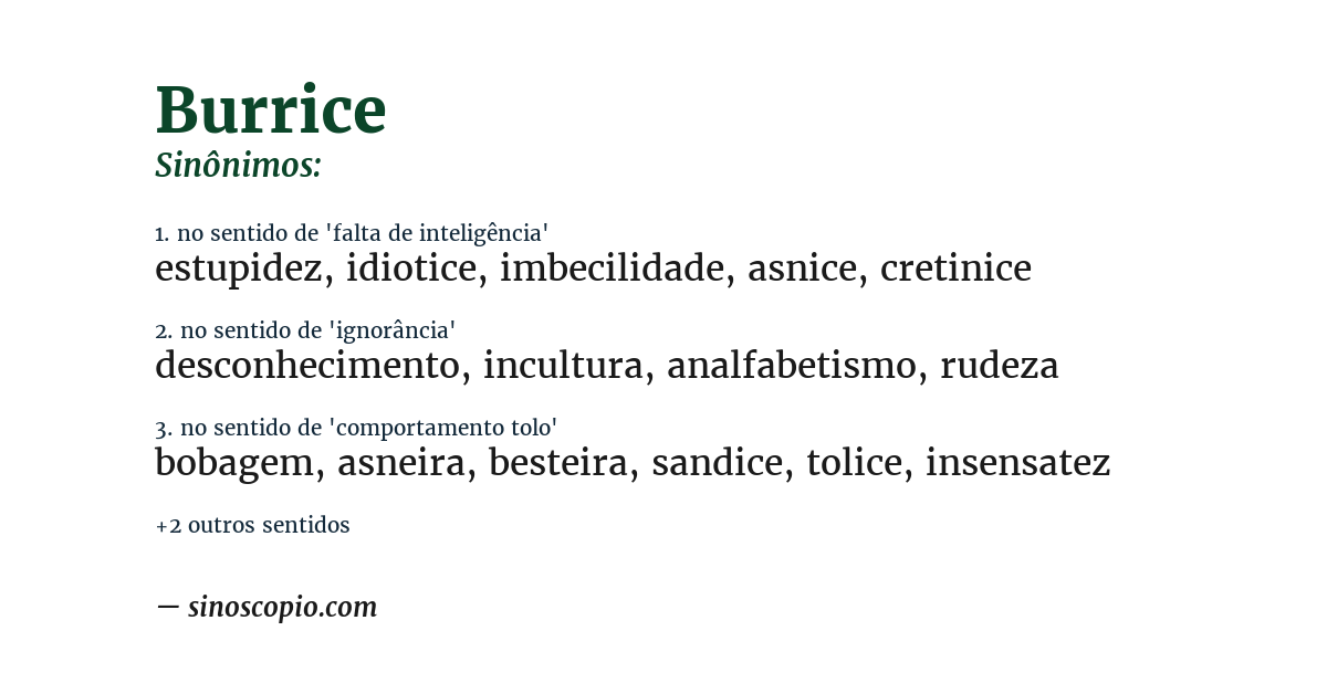 Sinônimo de burrice