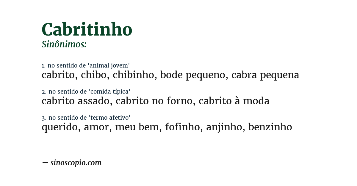 Sinônimo de cabritinho