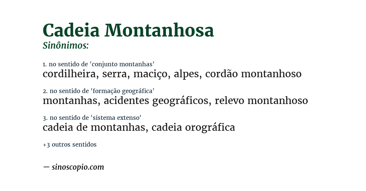 Sinônimo de cadeia montanhosa