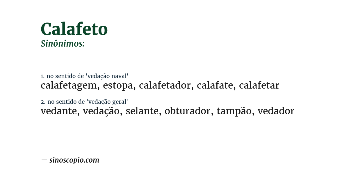 Sinônimo de calafeto