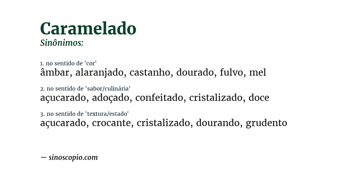 Sinônimo de caramelado