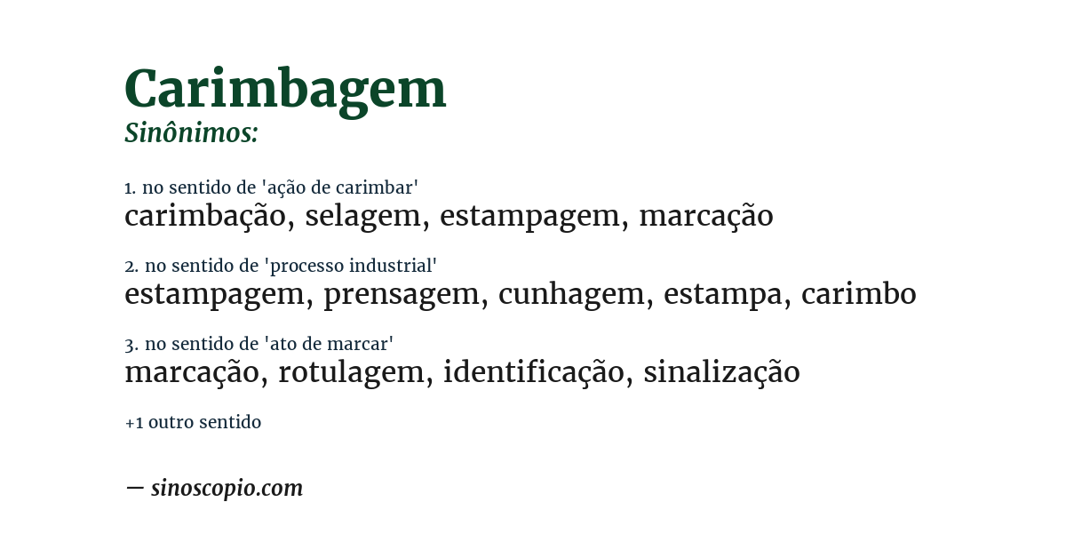 Sinônimo de carimbagem
