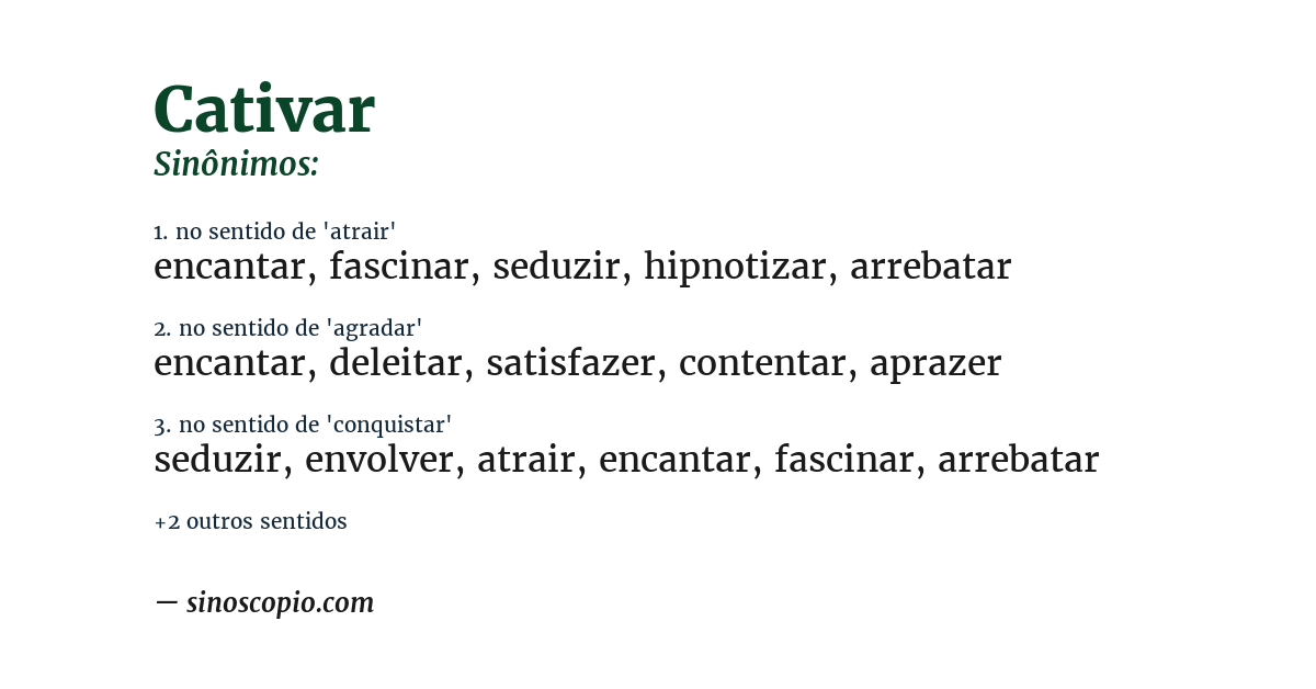 Sinônimo de cativar