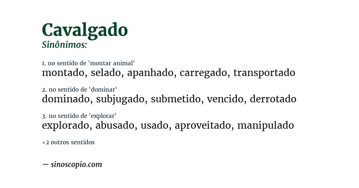 Sinônimo de cavalgado
