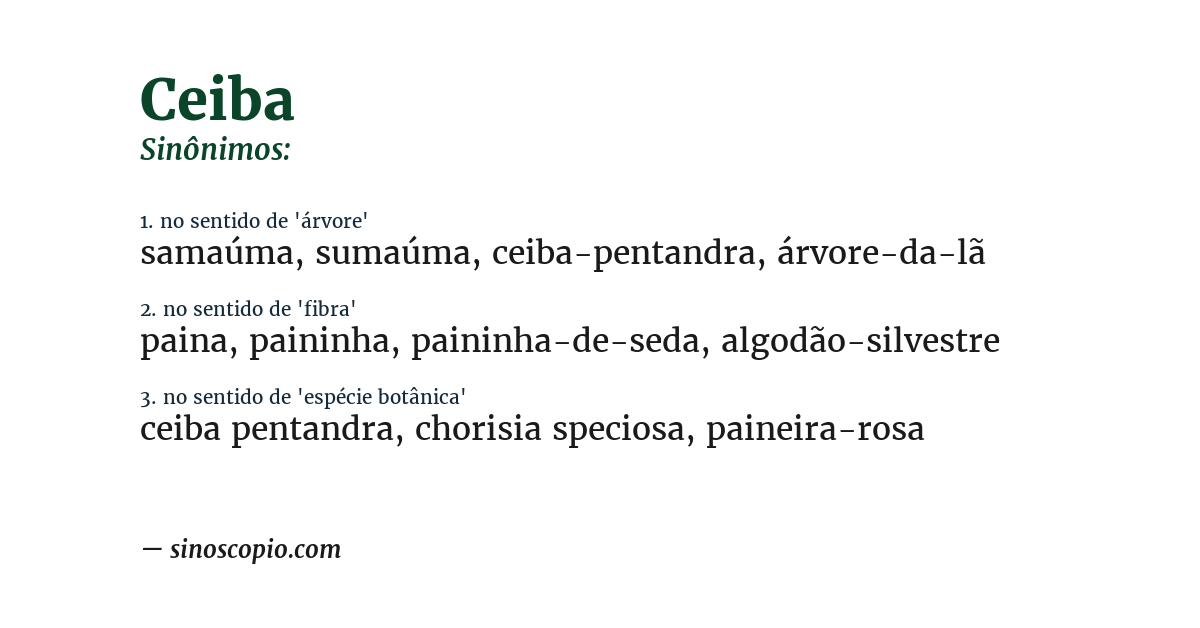 Sinônimo de ceiba