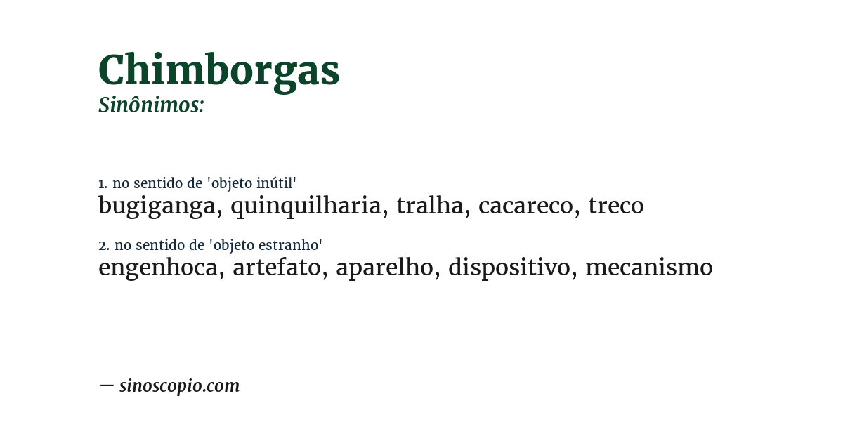 Sinônimo de chimborgas