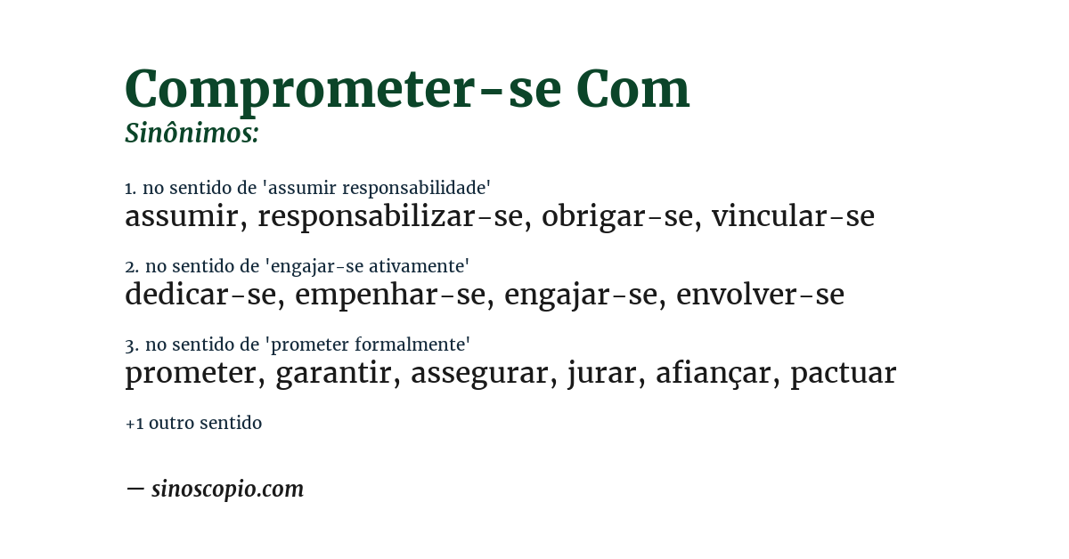 Sinônimo de comprometer-se com
