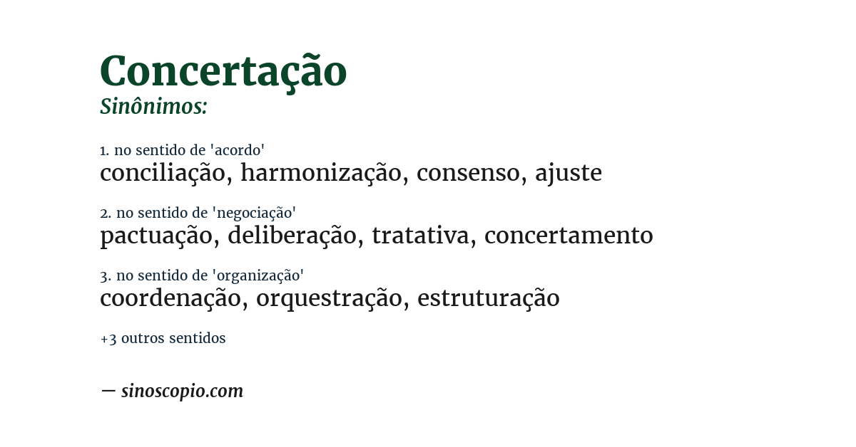 Sinônimo de concertação