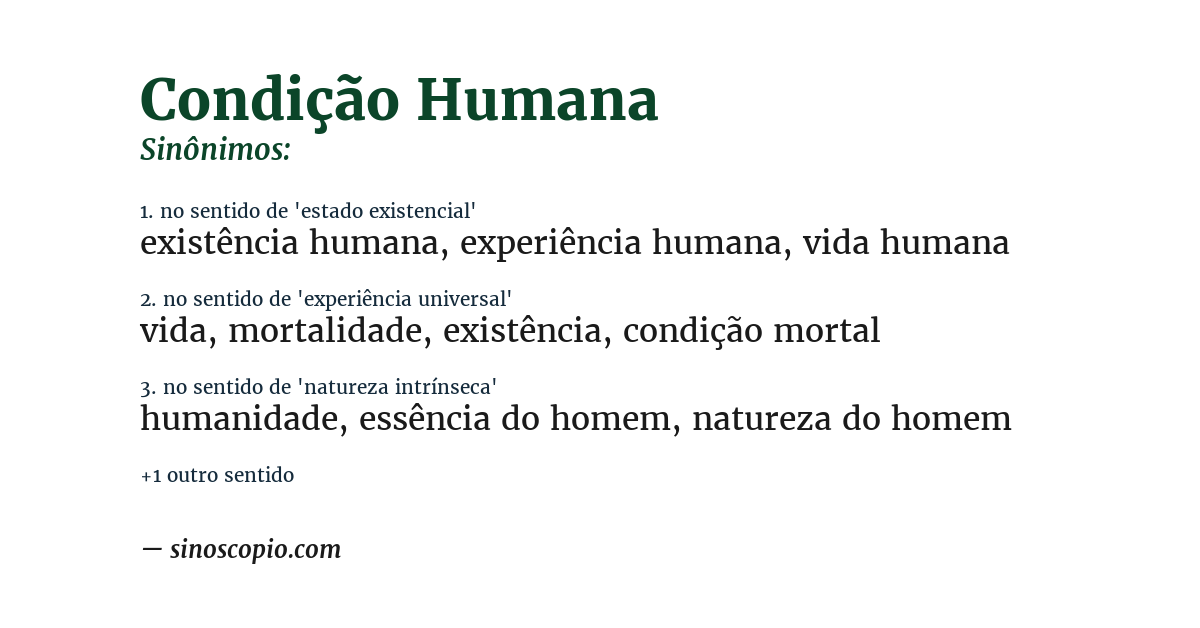 Sinônimo de condição humana