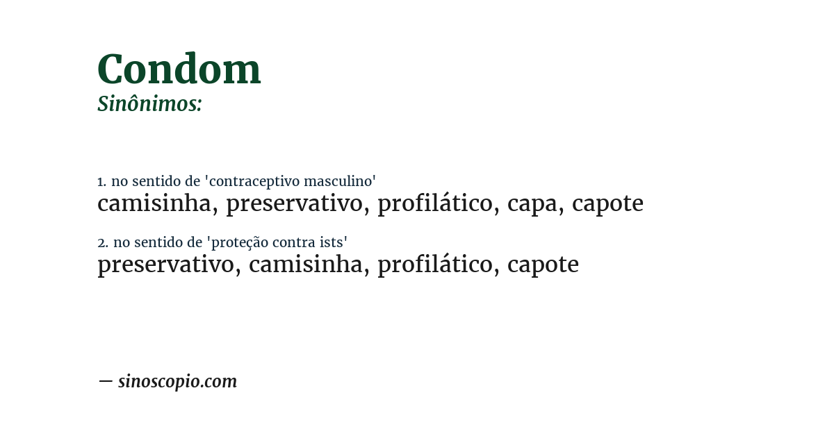 Sinônimo de condom