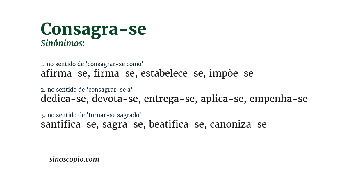 Sinônimo de consagra-se