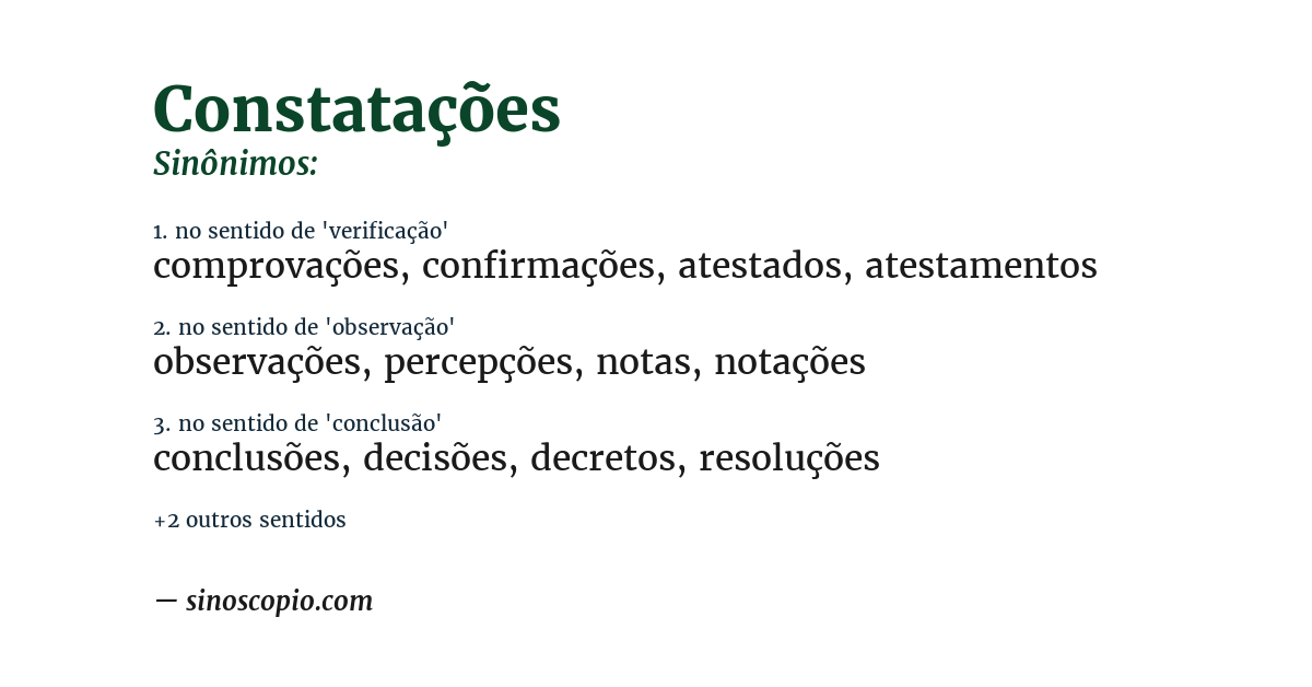 Sinônimo de constatações