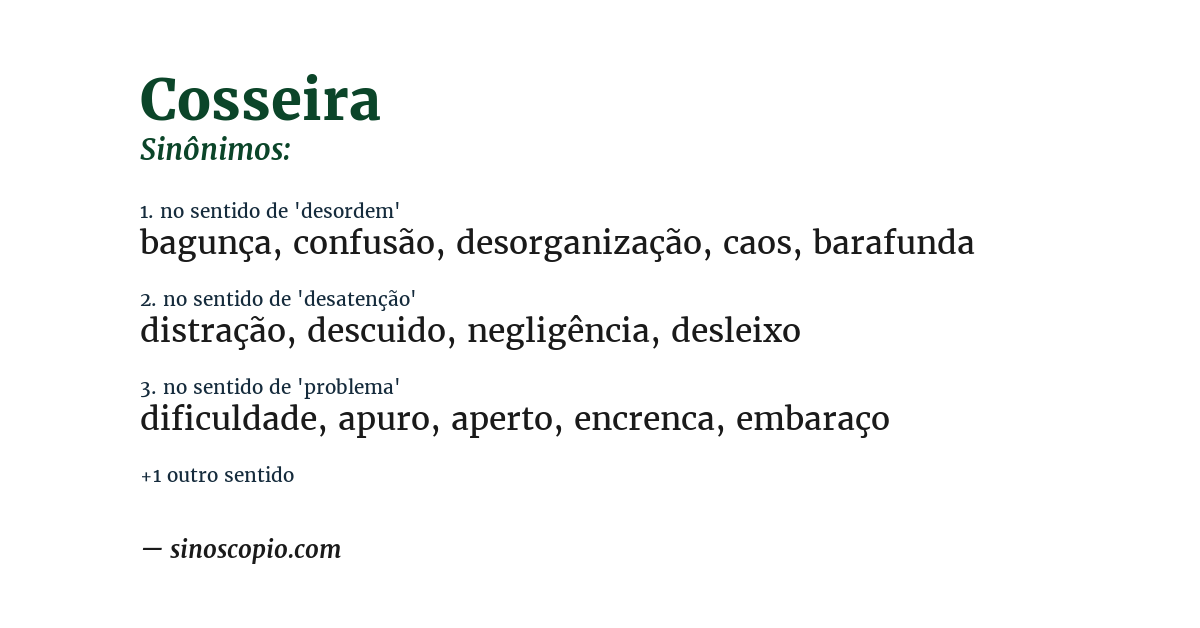 Sinônimo de cosseira