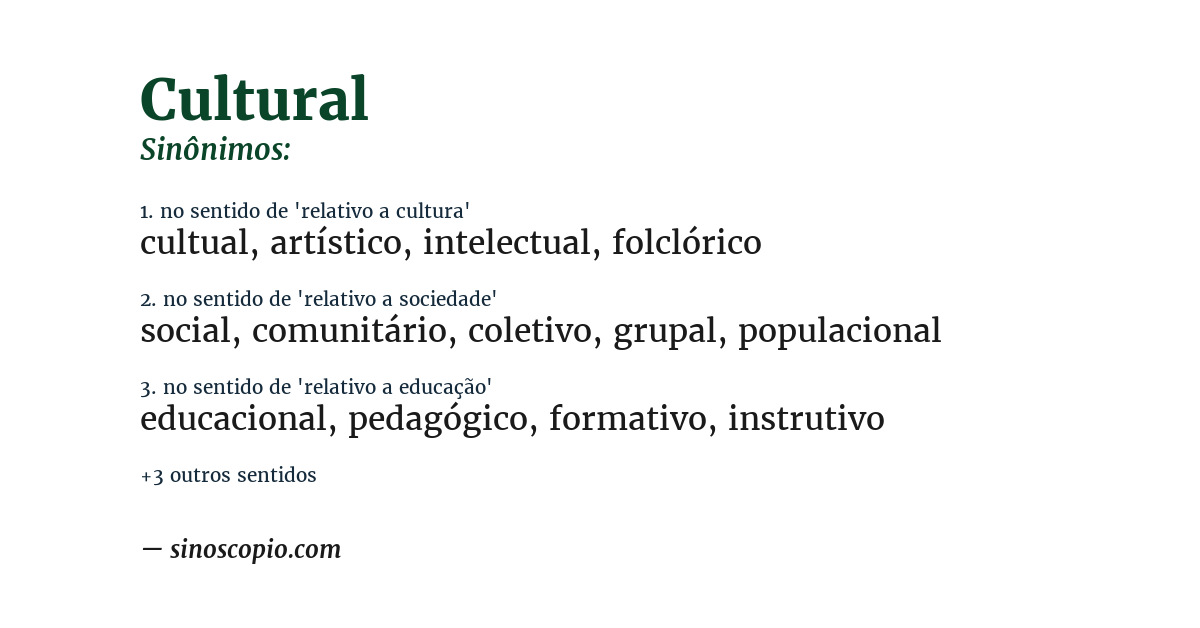 Sinônimo de cultural