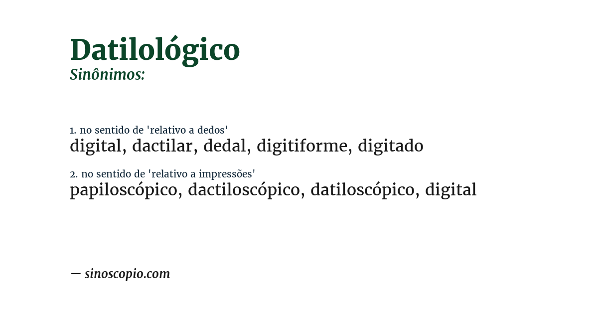 Sinônimo de datilológico