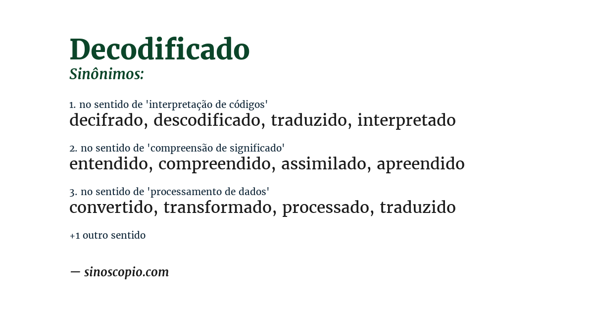 Sinônimo de decodificado