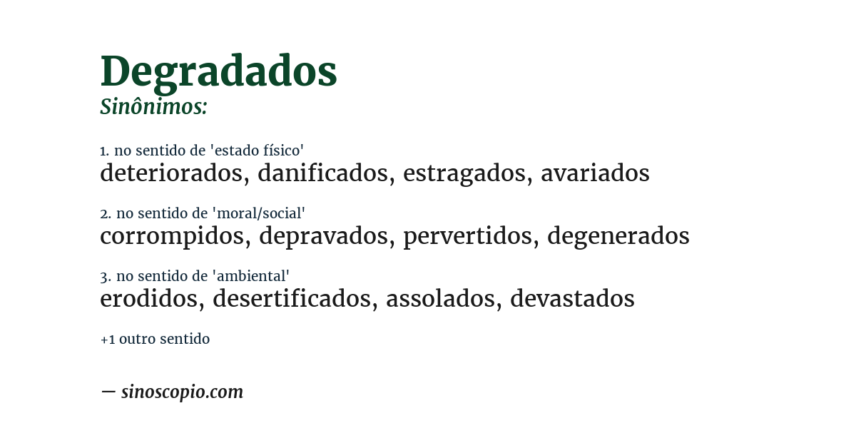 Sinônimo de degradados