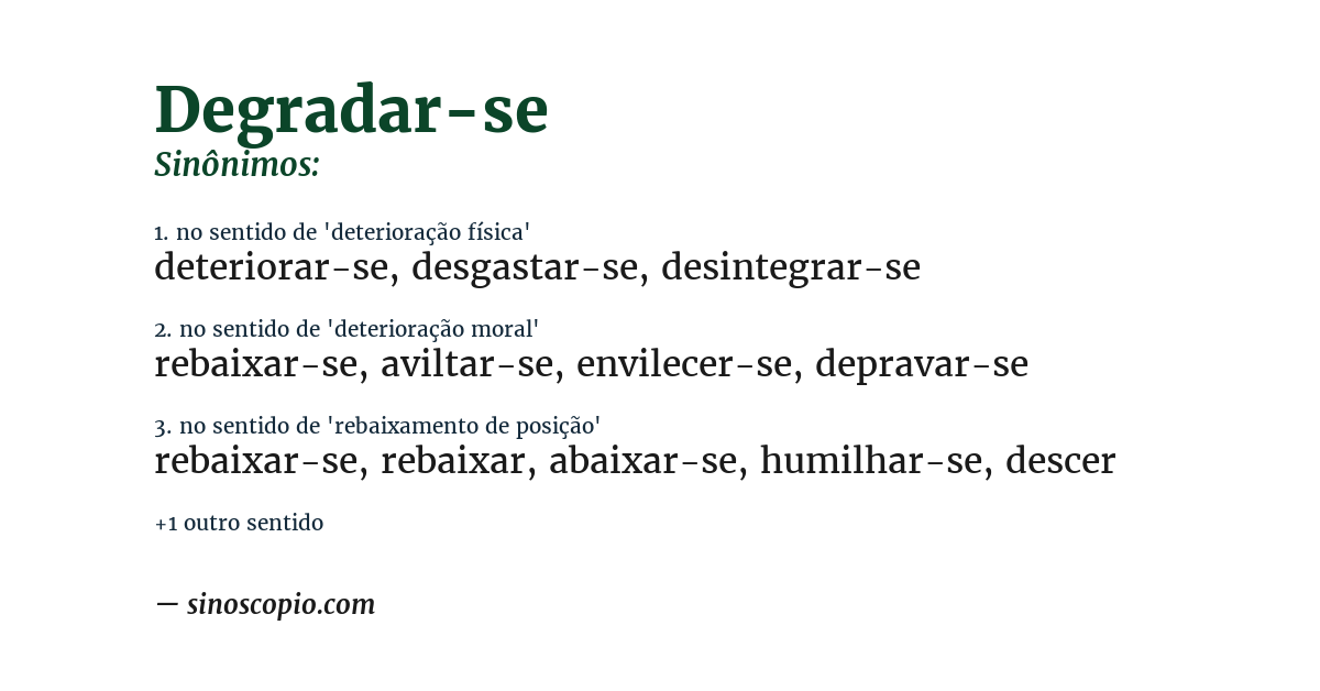 Sinônimo de degradar-se