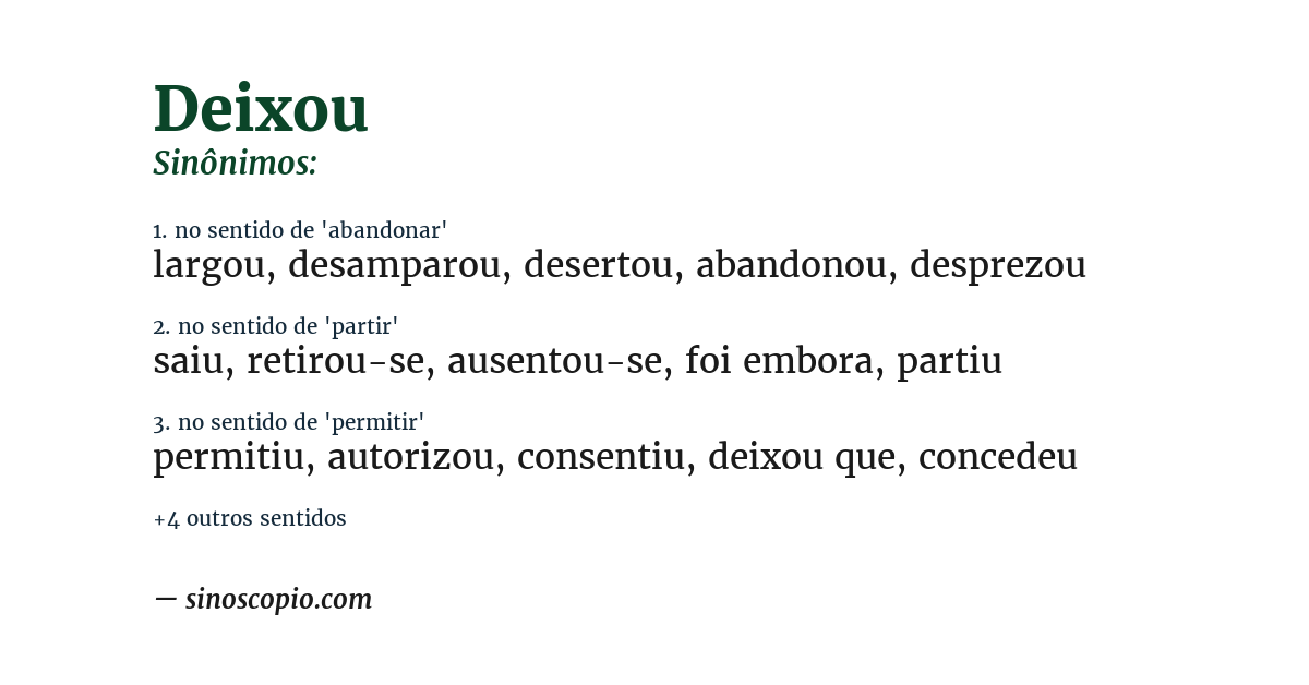 Sinônimo de deixou