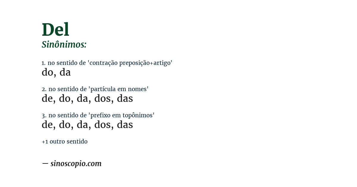 Sinônimo de del