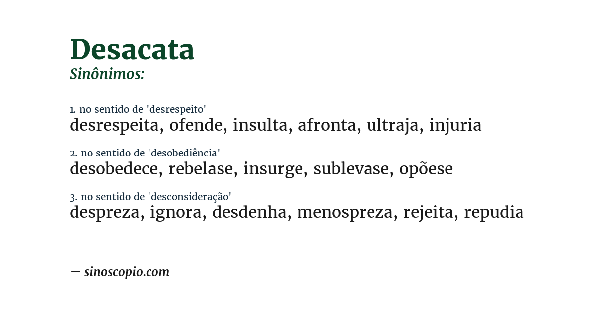 Sinônimo de desacata