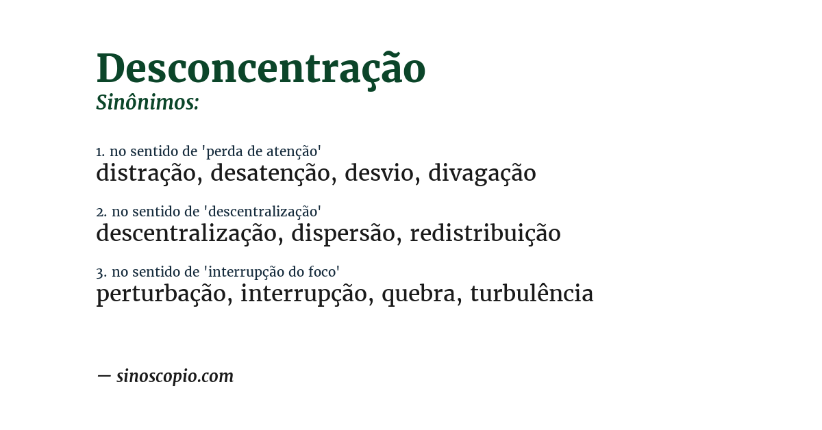 Sinônimo de desconcentração