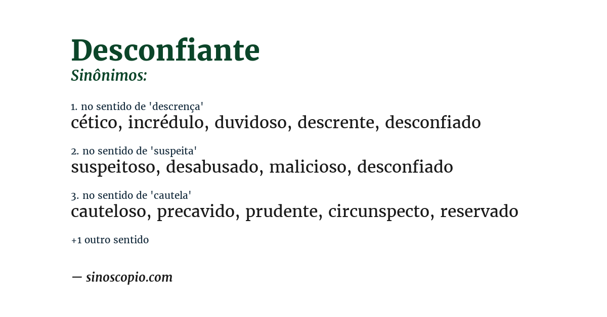 Sinônimo de desconfiante