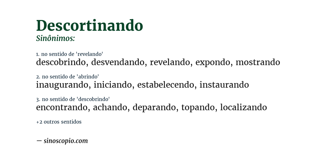 Sinônimo de descortinando