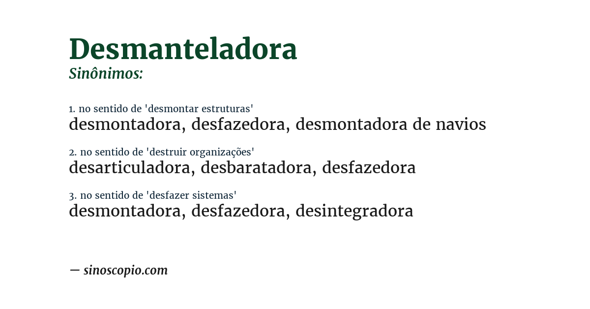 Sinônimo de desmanteladora