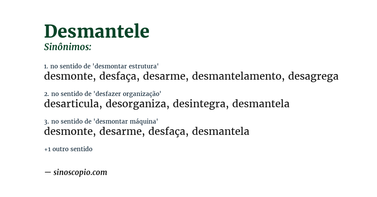 Sinônimo de desmantele