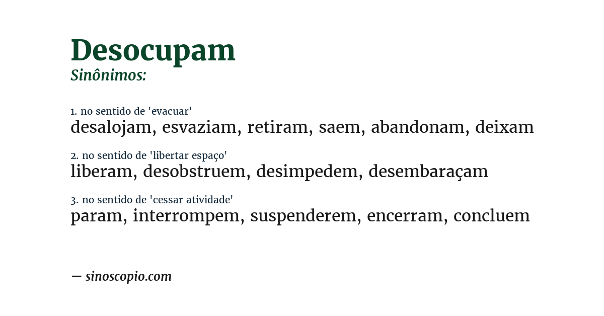 Sinônimo de desocupam