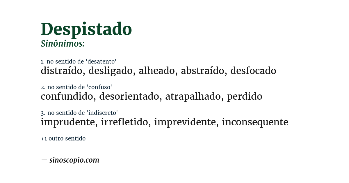 Sinônimo de despistado
