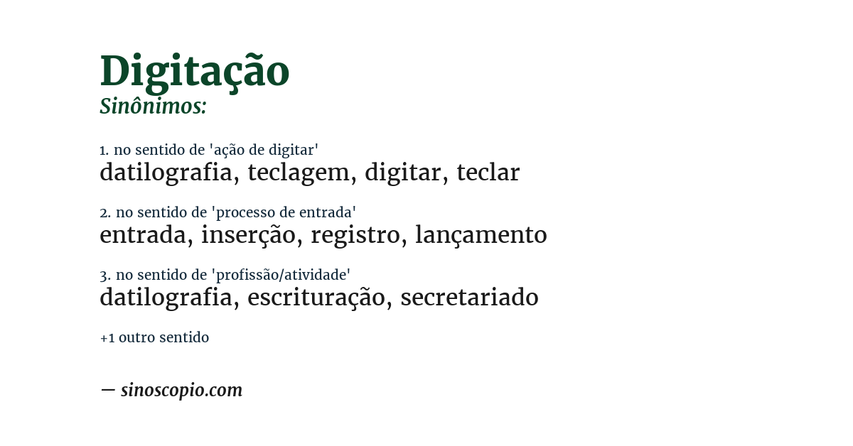 Sinônimo de digitação
