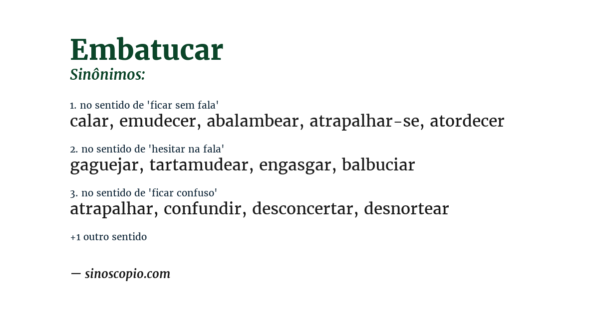 Sinônimo de embatucar