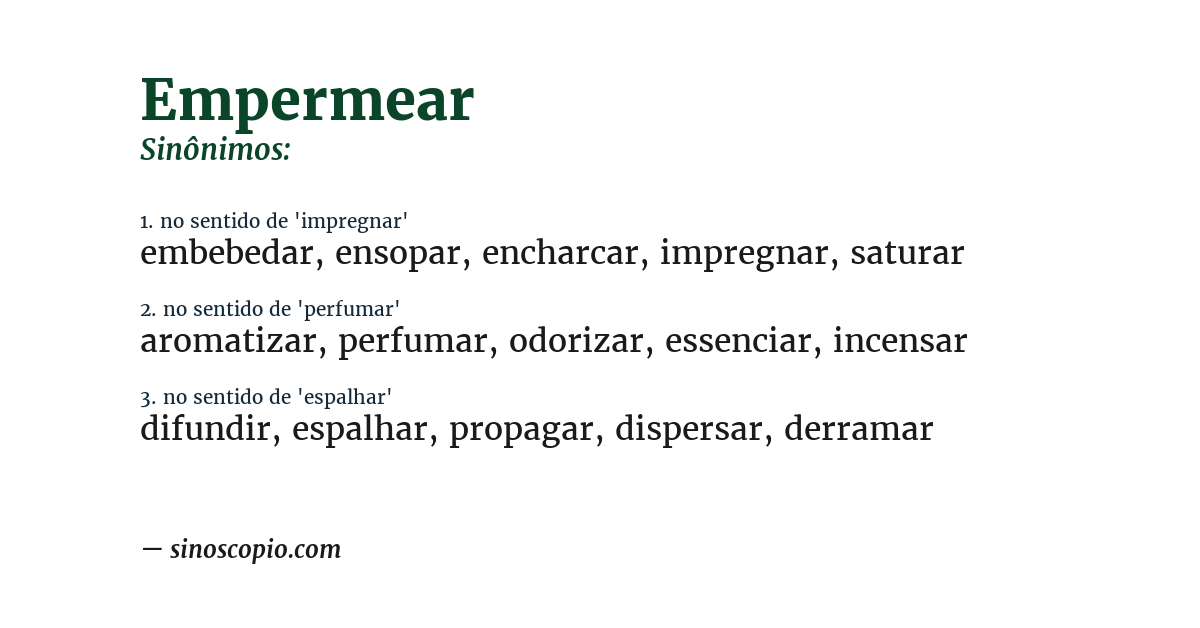 Sinônimo de empermear