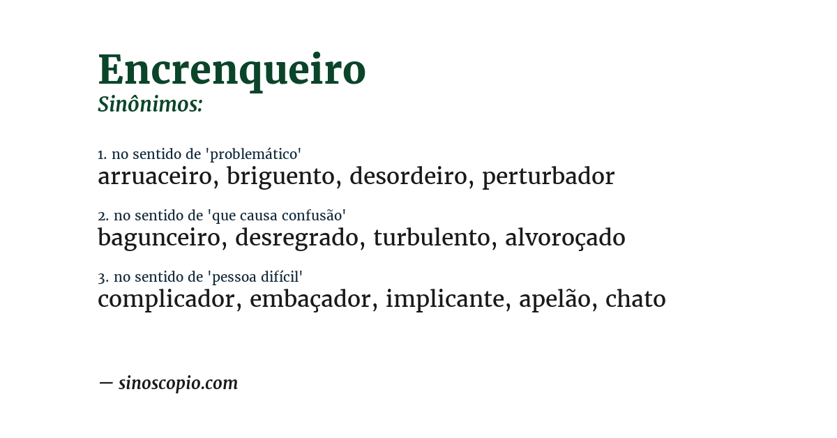 Sinônimo de encrenqueiro