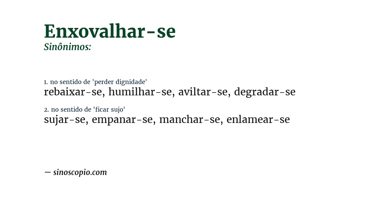 Sinônimo de enxovalhar-se