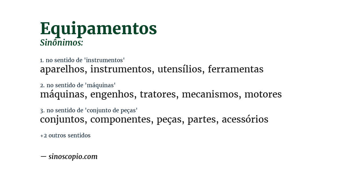 Sinônimo de equipamentos