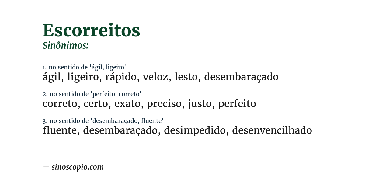 Sinônimo de escorreitos
