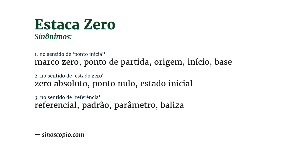 Sinônimo de estaca zero