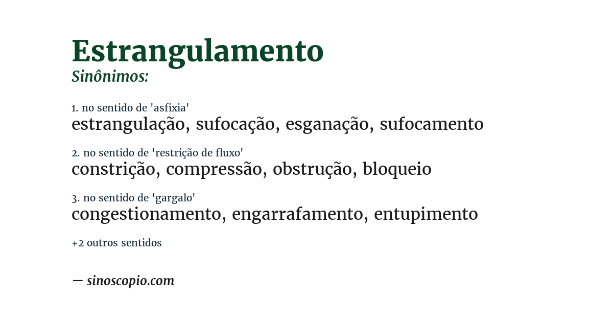Sinônimo de estrangulamento