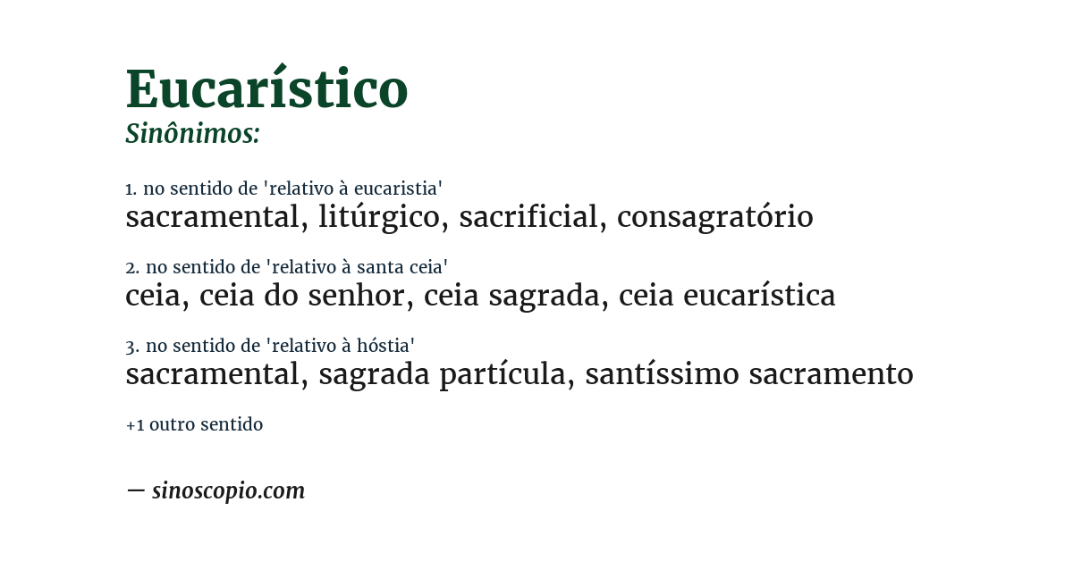 Sinônimo de eucarístico