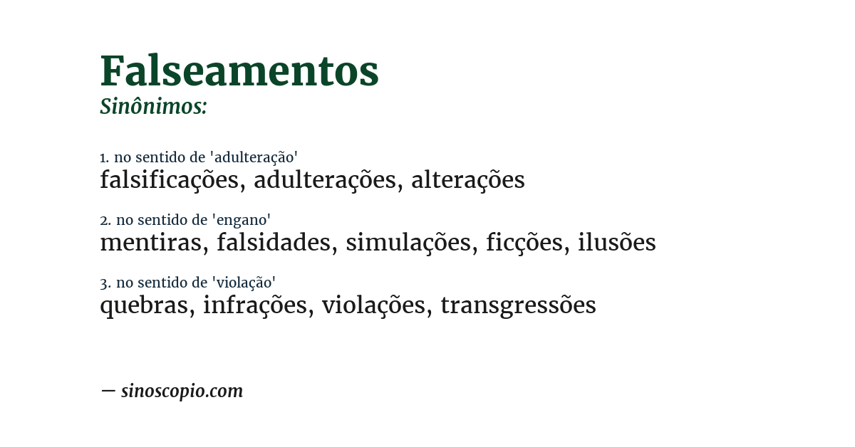 Sinônimo de falseamentos