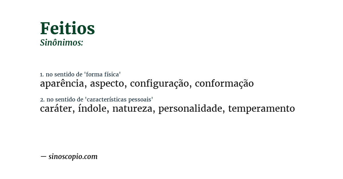 Sinônimo de feitios