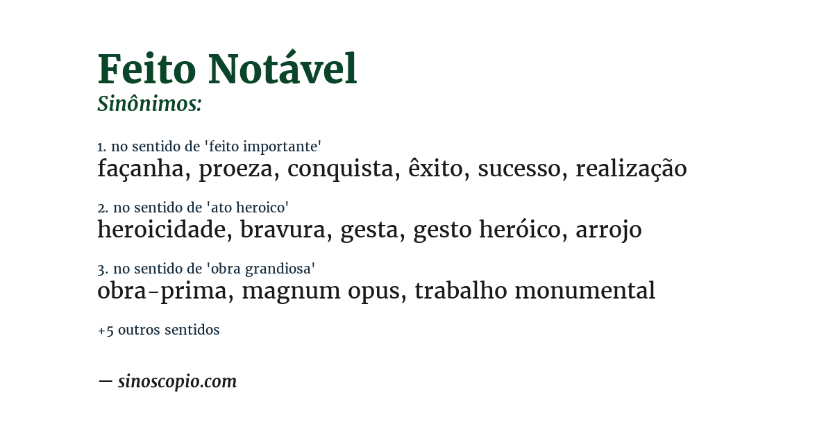 Sinônimo de feito notável