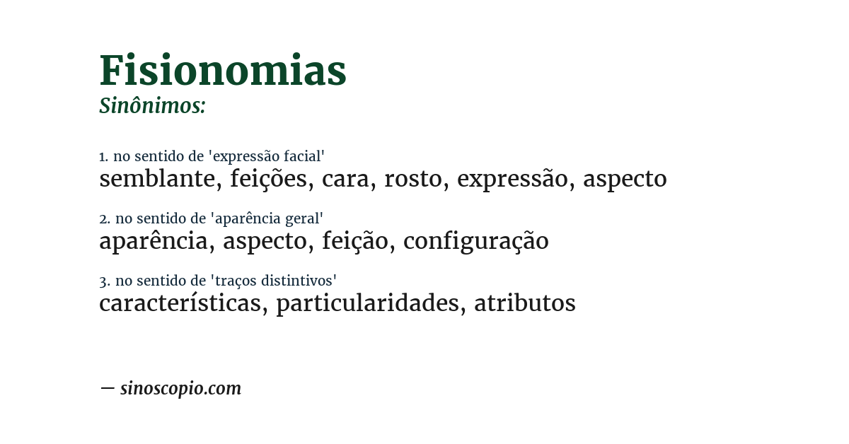 Sinônimo de fisionomias