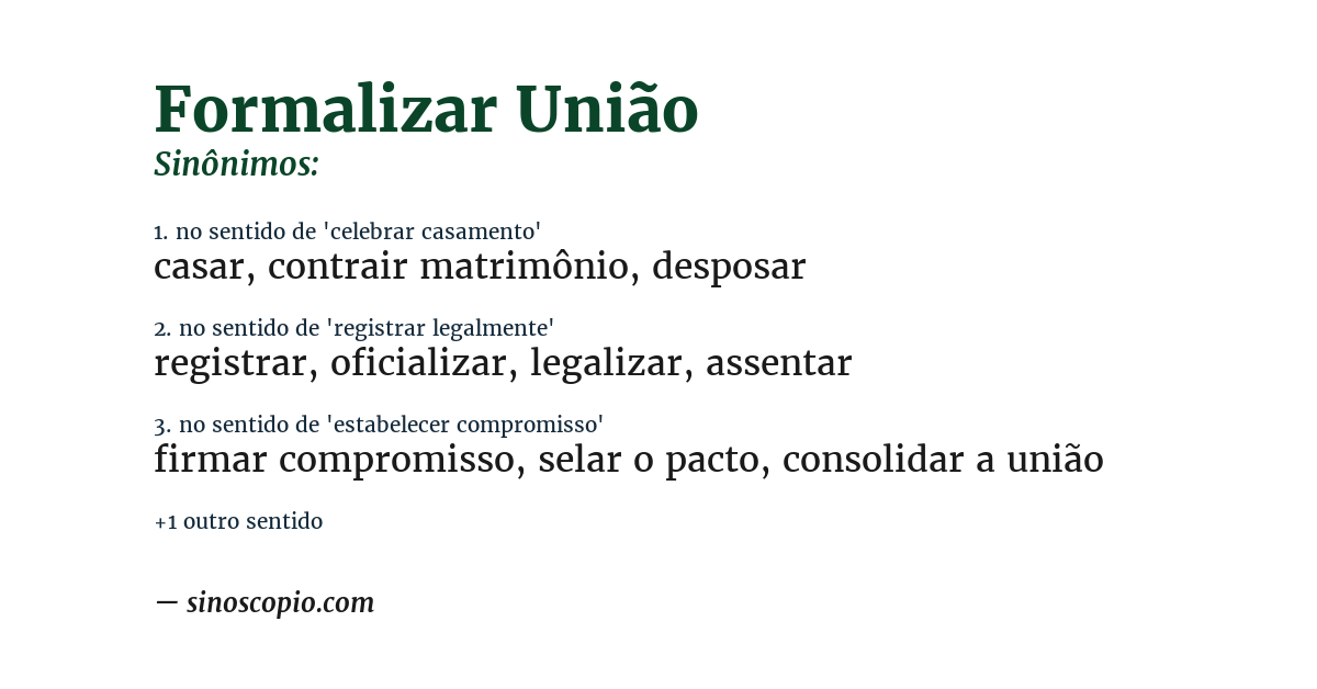 Sinônimo de formalizar união