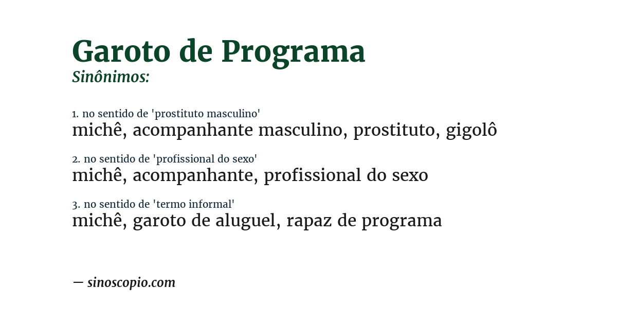 Sinônimo de garoto de programa
